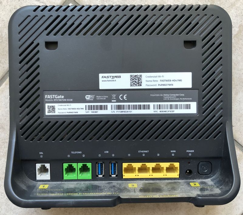 Technicolor FASTGATE ROUTER Wi-Fi FASTWEB RTV1907VW-D228 