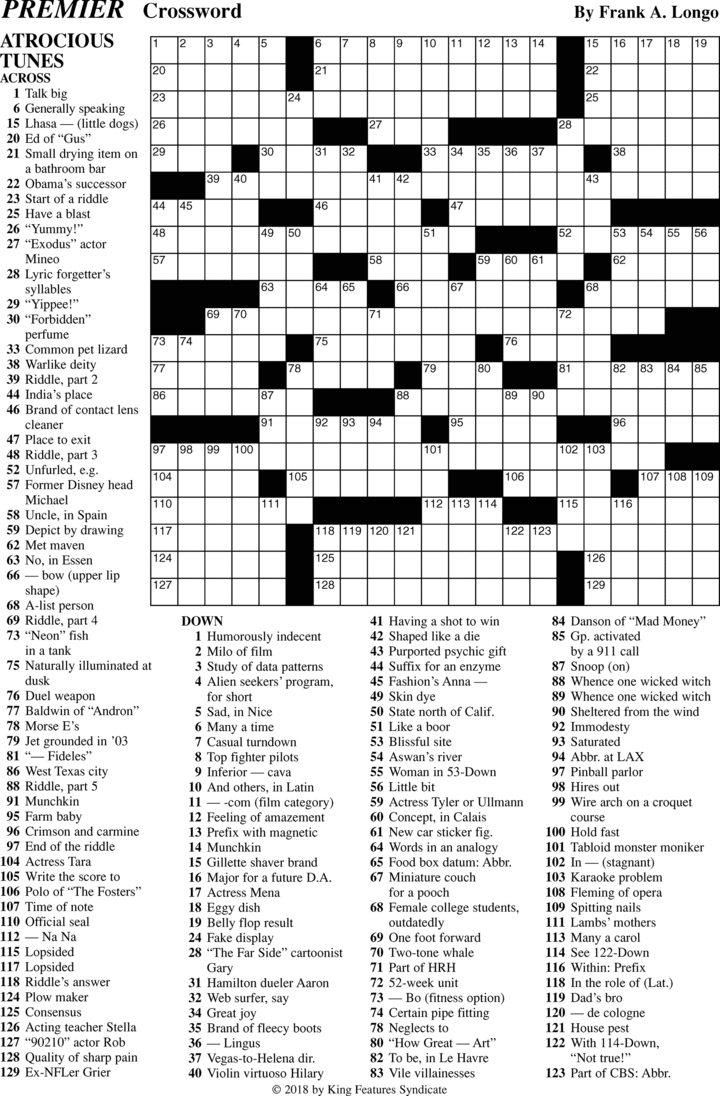 Frank Longo Crossword Puzzles Printable