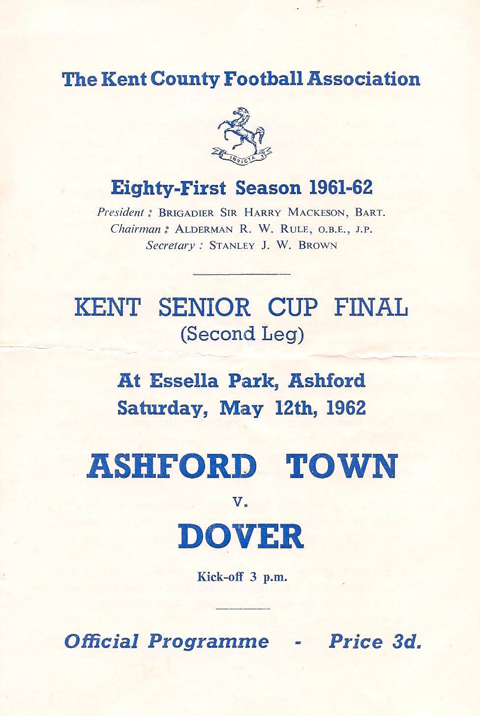 1961 KSC Final Programme - 2nd Leg
