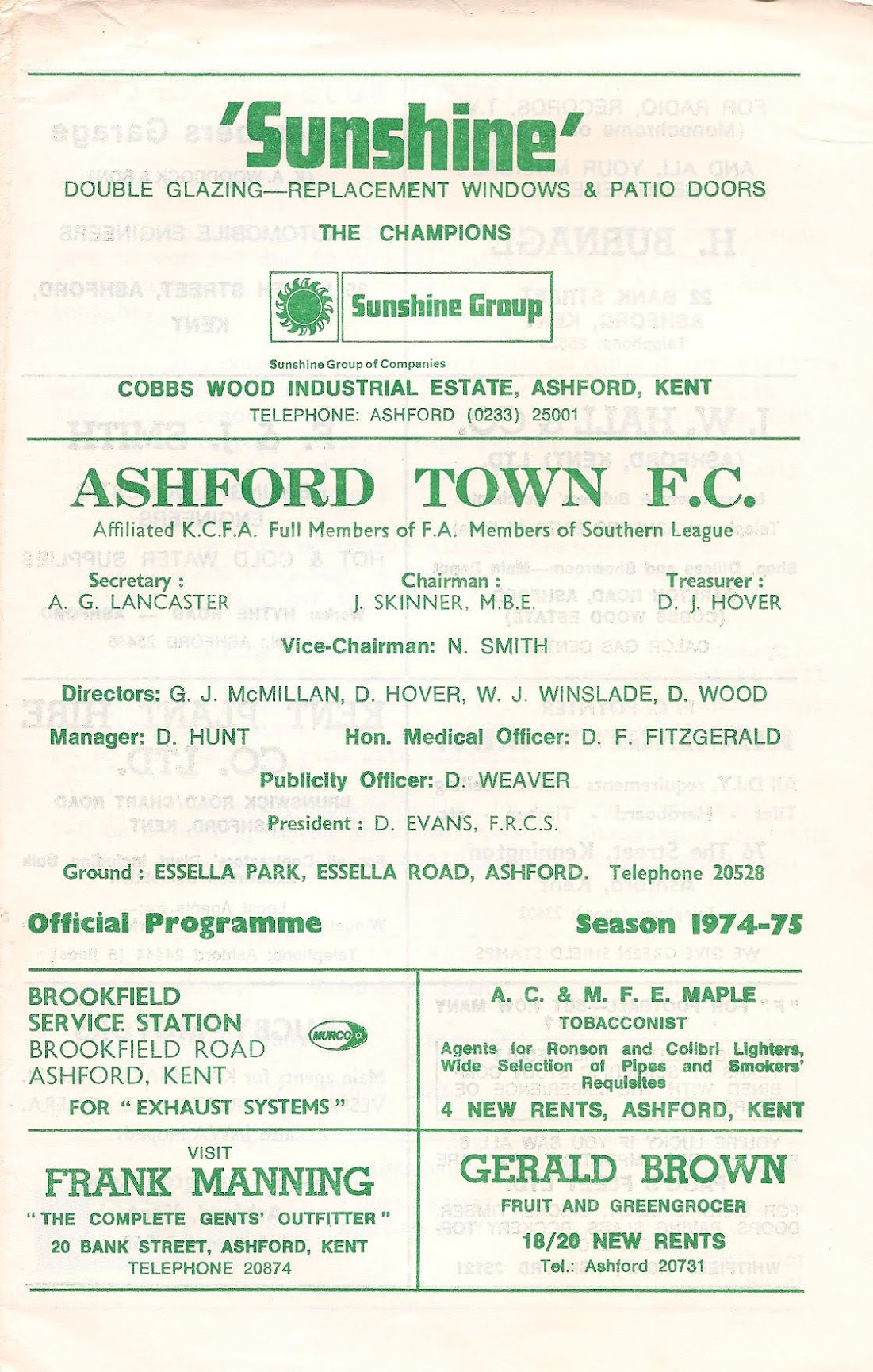 1974/675 Ashford Walsall Programme