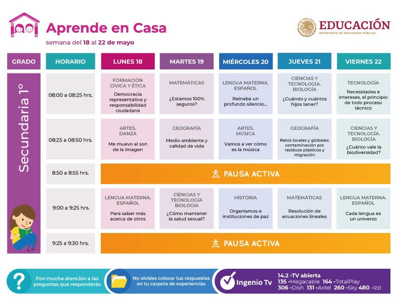 #AprendeEnCasa - 22 de mayo - 1° de Secundaria