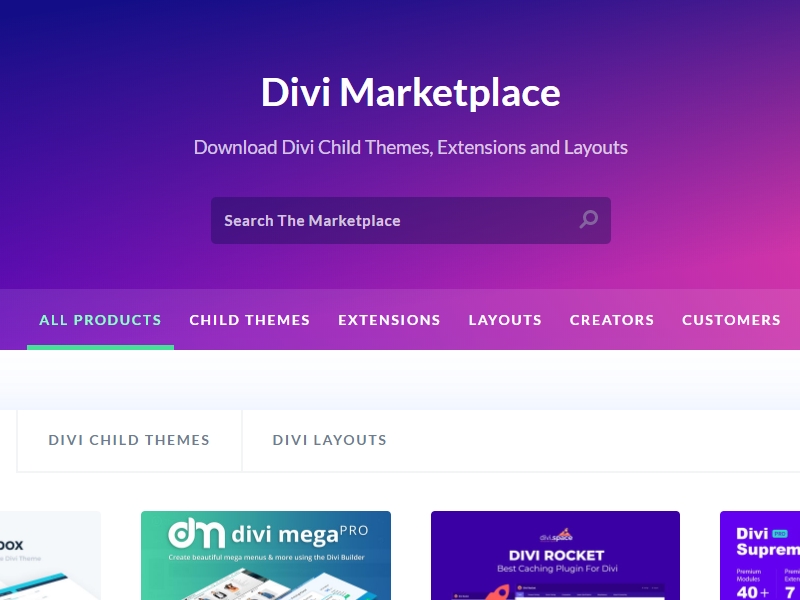 Открытие Divi Marketplace