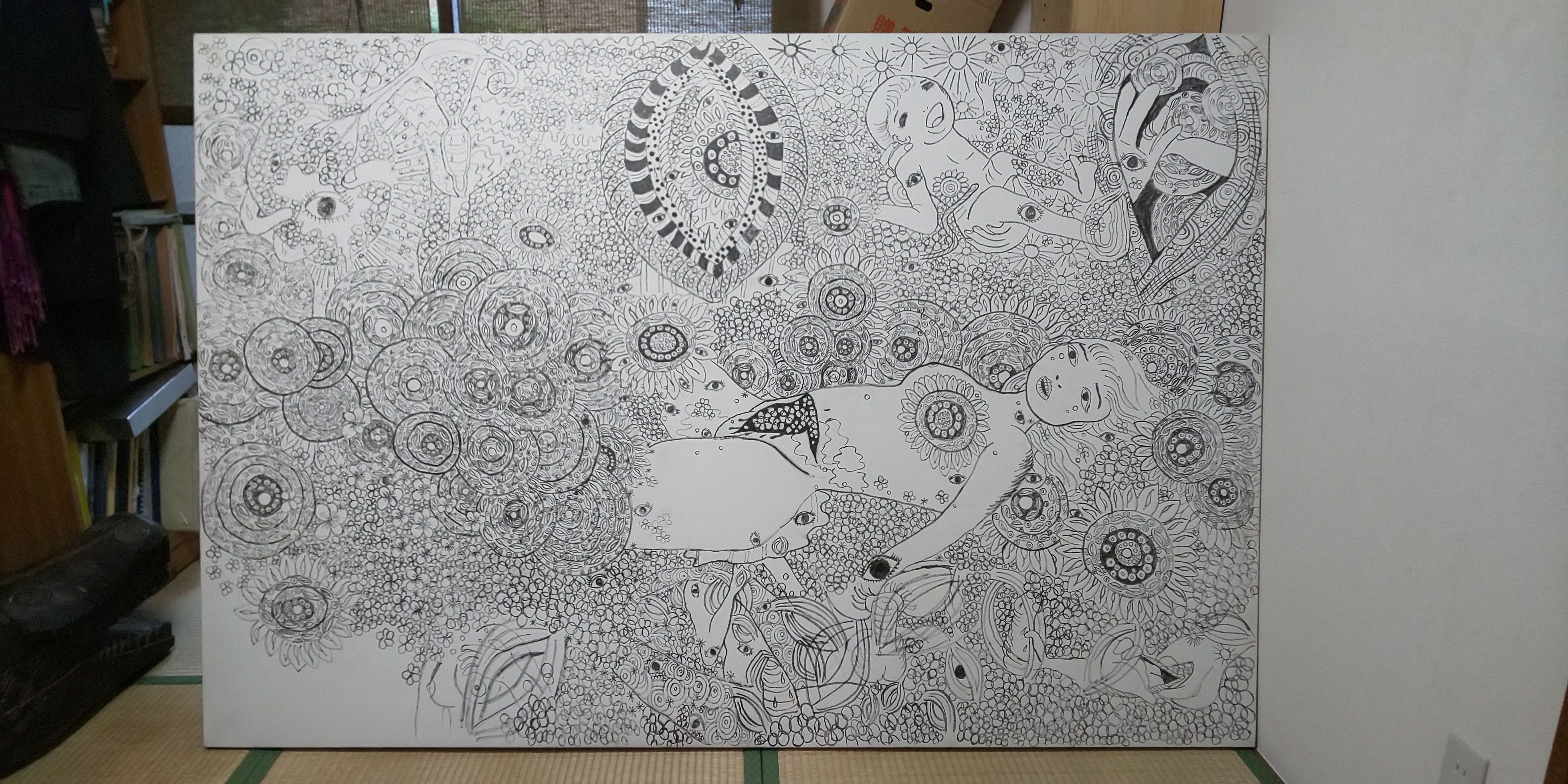 un ovaire et tournesol - Yoko's art work (�����ƌ����� - �ɓ��m�q�̔��p)