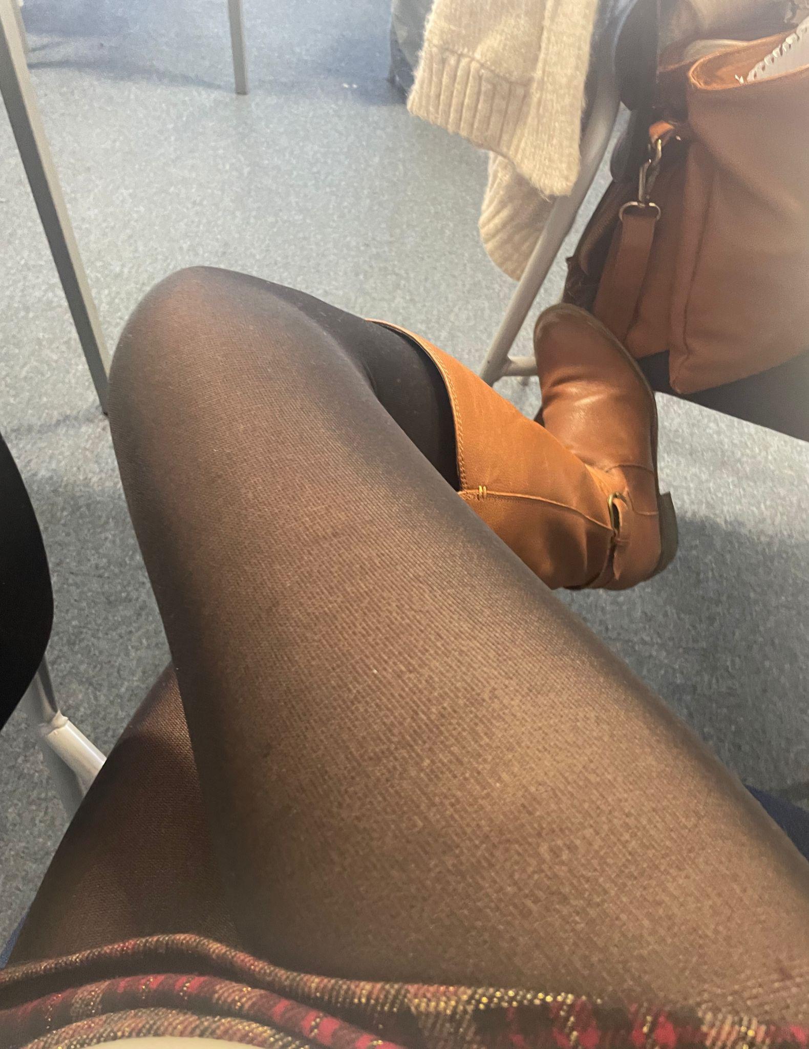 In class today, definitely got some looks when crossing my legs in this little skirt 🤭