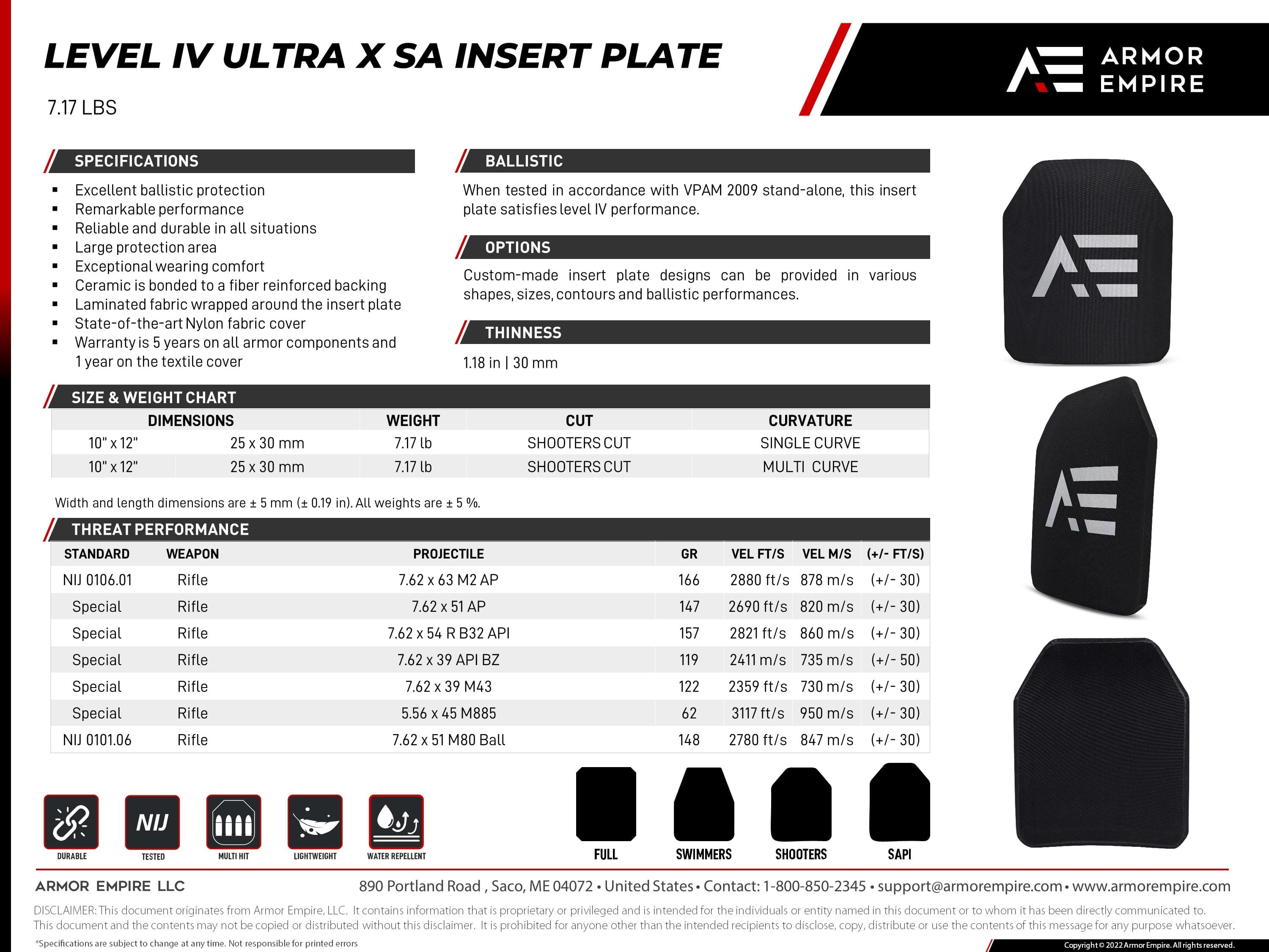 Level IV Stand Alone Ballistic Plate – ARMR UNLMT'D