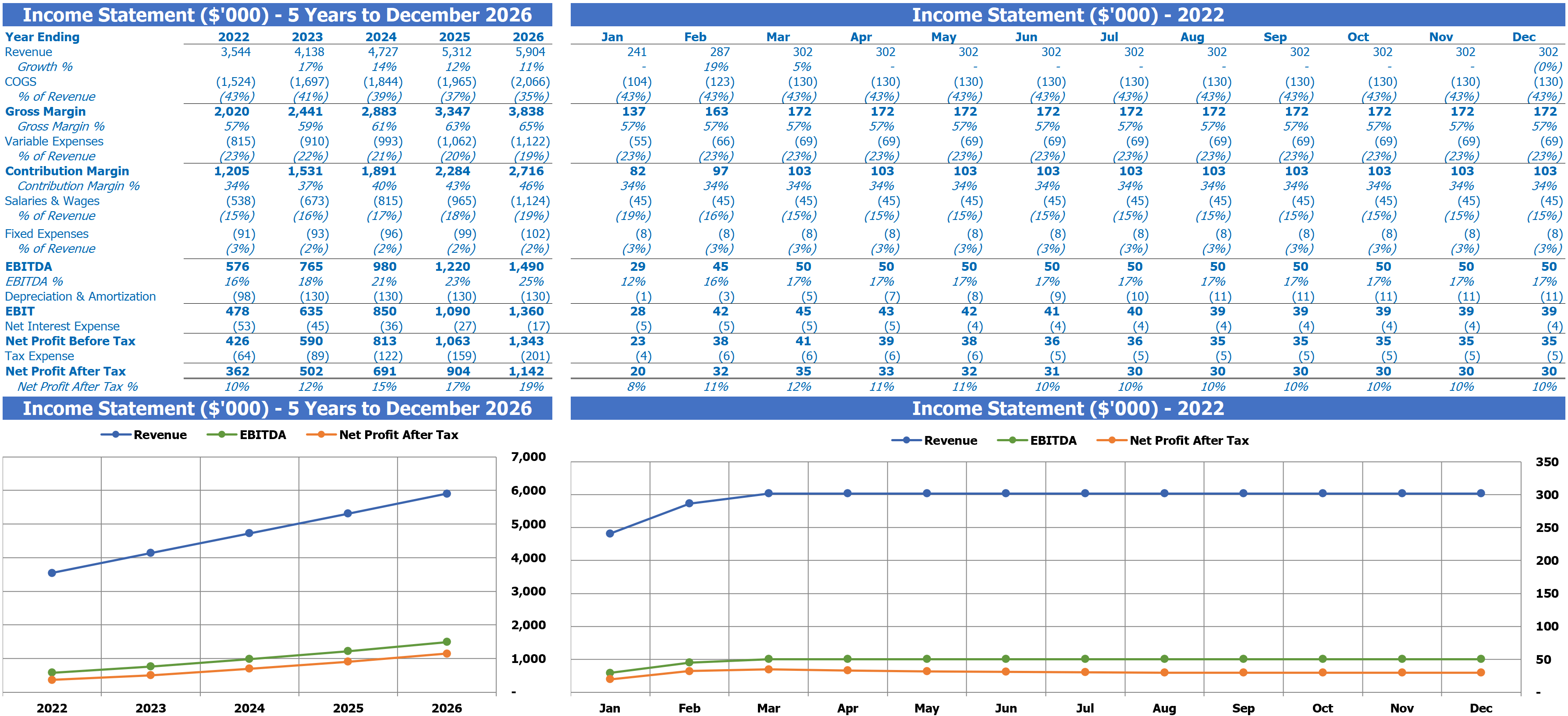 Tutoring Financial Plan Income Statement Report