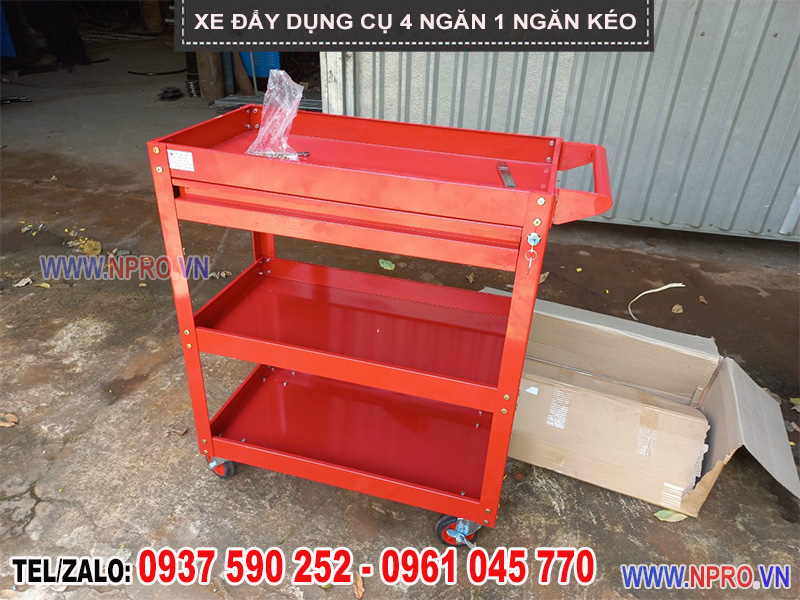 xe đẩy dụng cụ 4 ngăn 1 ngăn kéo