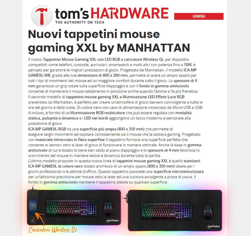 Tappetino Mouse Gaming XXL con LED RGB e Caricatore Wireless 10W -  MANHATTAN - ICA-MP GAMEXL-WR