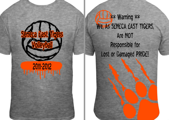 Seneca East Tigers Volleyball custom tee shirt for vollleyball